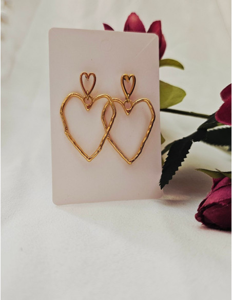 Amour toujours - boucle d'oreille cœur martelé