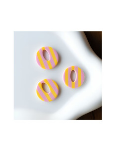Pampille ronde - rose & jaune