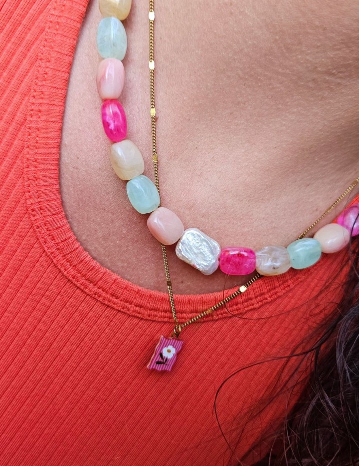 Collier perles pastel avec perle naturelle | Collier coloré June NAPHEA