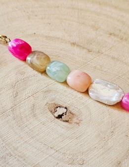 Bracelet perles pastel avec perle naturelle | Bracelet coloré June NAPHEA
