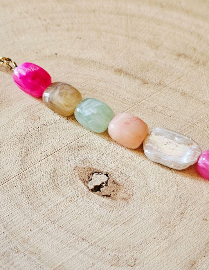 Bracelet perles pastel avec perle naturelle | Bracelet coloré June NAPHEA