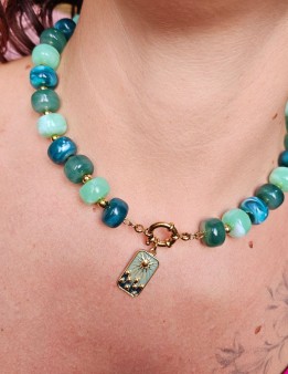 Collier perles marbrées avec fermoir bouée devant | Summer NAPHEA
