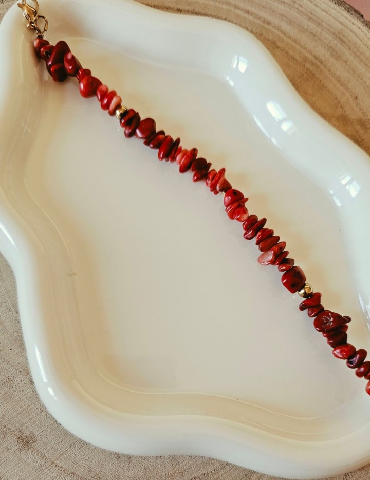 Bracelet perles de corail naturel rouge ou bleu | NAPHEA
