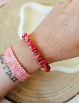 Bracelet perles de corail naturel rouge ou bleu | NAPHEA