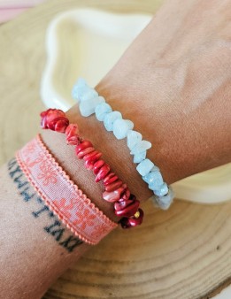 Bracelet perles de corail naturel rouge ou bleu | NAPHEA