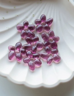 Pampille perle fleur - Prune