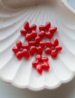 Pampille perle fleur - rouge
