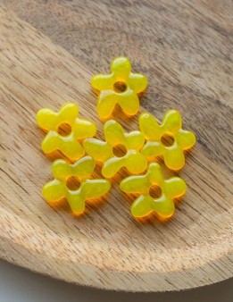 Pampille perle fleur - jaune