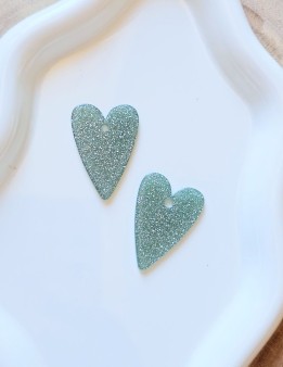 Pampille cœur - Pailleté vert