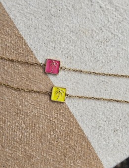 Bracelet palmier résine époxy & acier inoxydable | NAPHEA