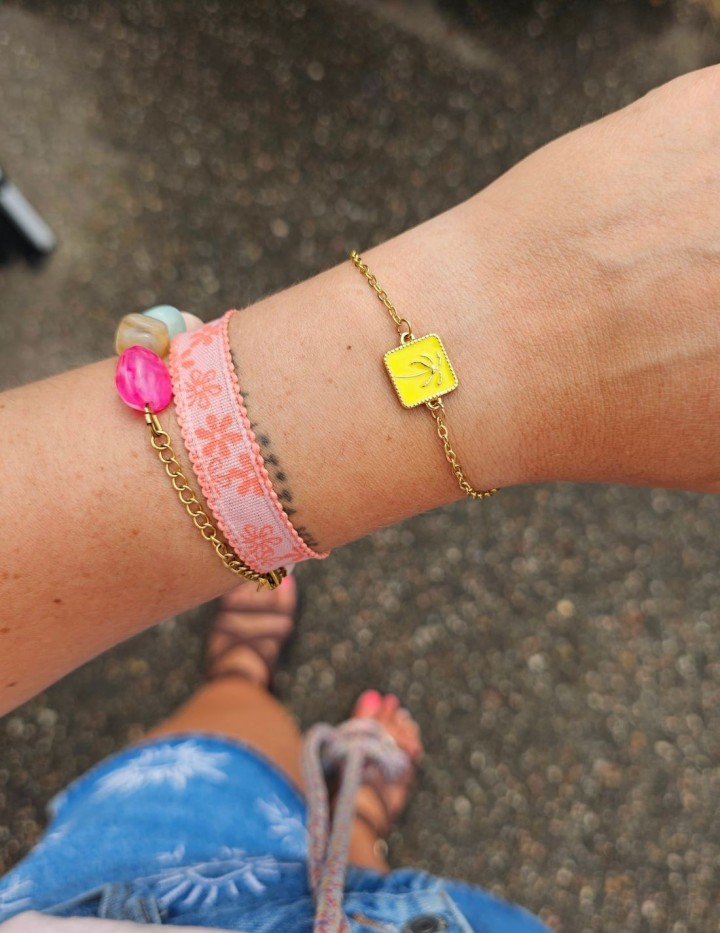 Bracelet palmier résine époxy & acier inoxydable | NAPHEA