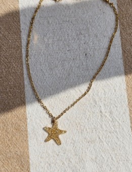 Collier étoile de mer dorée pailletée en acier inoxydable | NAPHEA