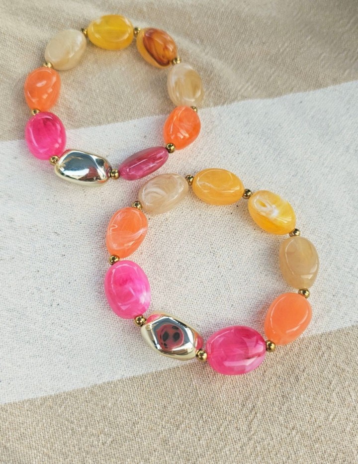 Bracelet perles colorées & acier inoxydable | Bijou femme NAPHEA