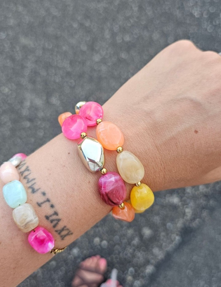 Bracelet perles colorées & acier inoxydable | Bijou femme NAPHEA
