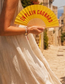 Éventail En plein cagnard jaune | Naphea