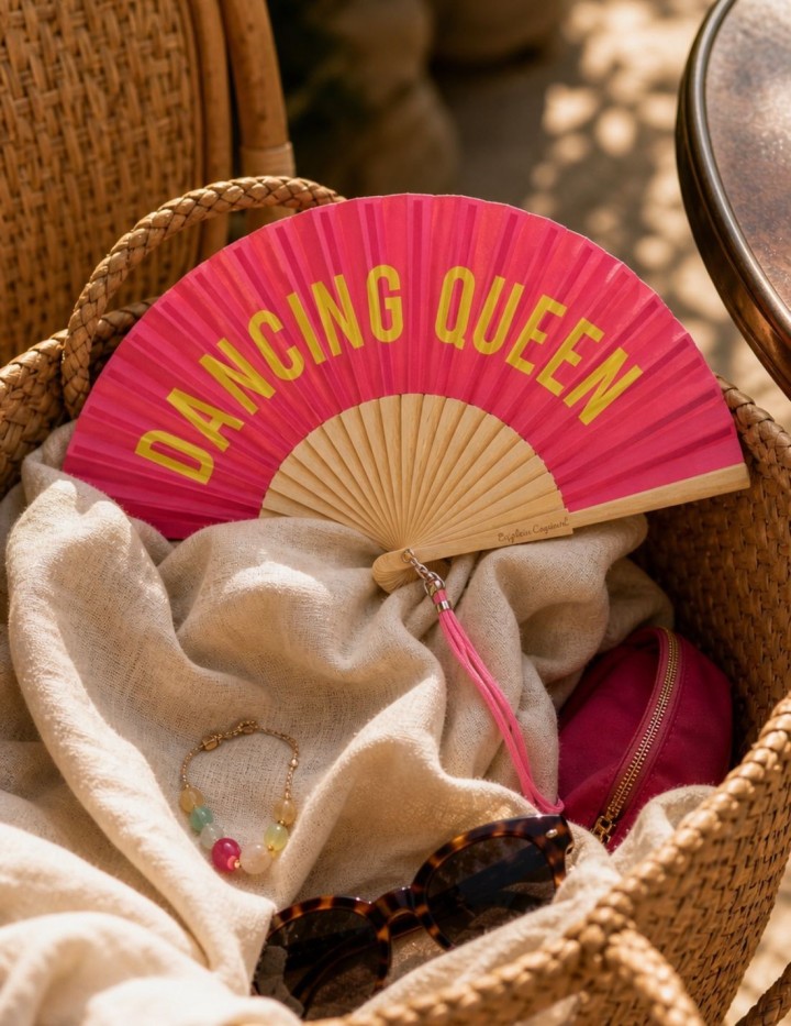 Éventail Dancing Queen rose en bambou | Naphea