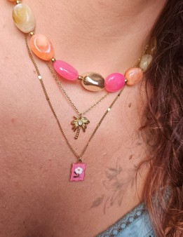 Collier palmier en acier inoxydable | Bijou estival NAPHEA