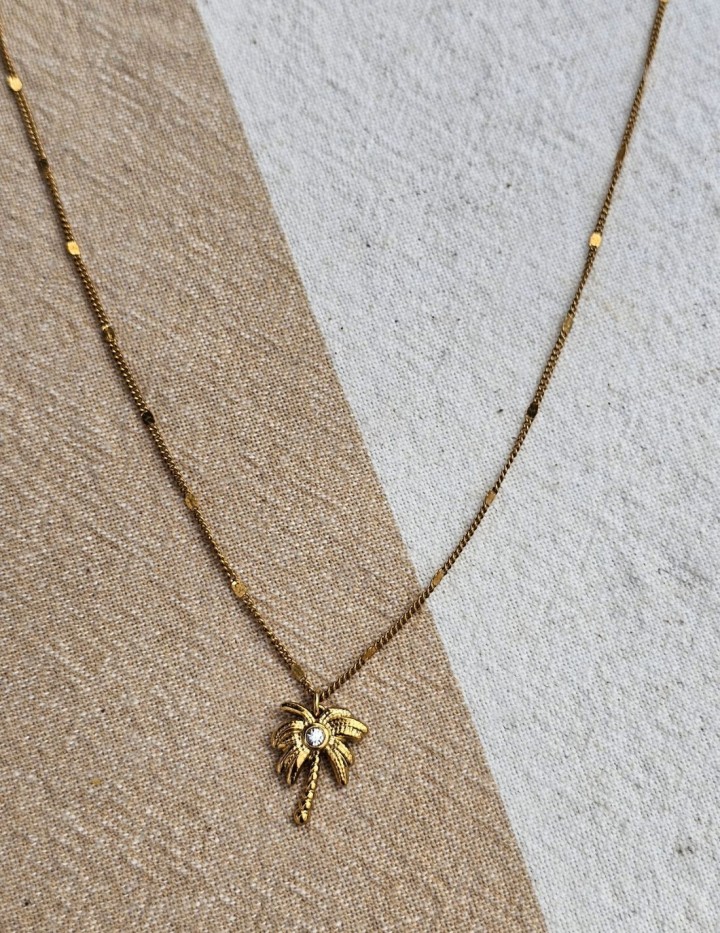Collier palmier en acier inoxydable | Bijou estival NAPHEA