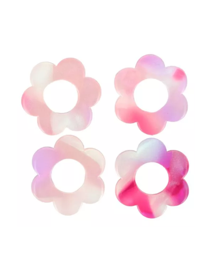 Pampille fleurs - Ecaille de tortue - Rose - Violet