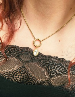 Collier Alba acier inoxydable doré et strass | Naphéa