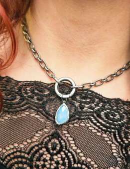 Collier Luna acier inoxydable et verre facetté | Naphéa