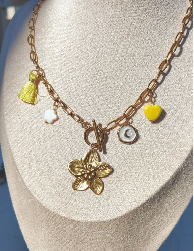 Collier breloque - Flora pop
