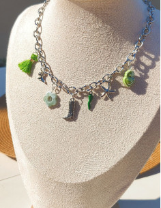 Collier breloque coloré - Green rush