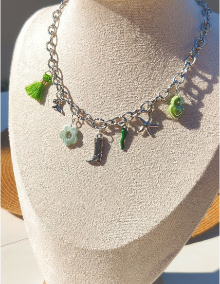 Collier breloque coloré - Green rush