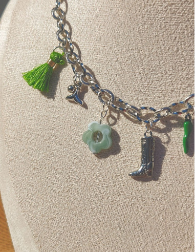 Collier breloque coloré - Green rush