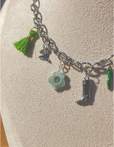 Collier breloque coloré - Green rush