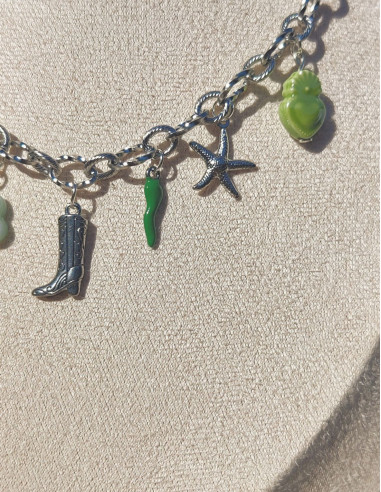 Collier breloque coloré - Green rush