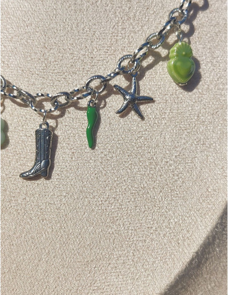 Collier breloque coloré - Green rush