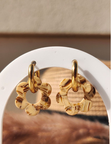 Pampilles fleur - Marbré caramel