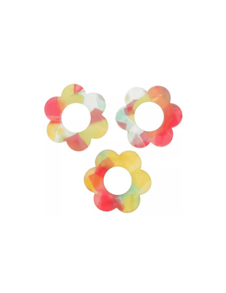 Pampilles fleur - écaille de tortue rouge