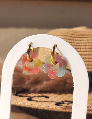 Pampilles fleur - écaille de tortue rouge