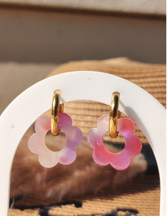 Pampilles fleur - écaille de tortue rose 2