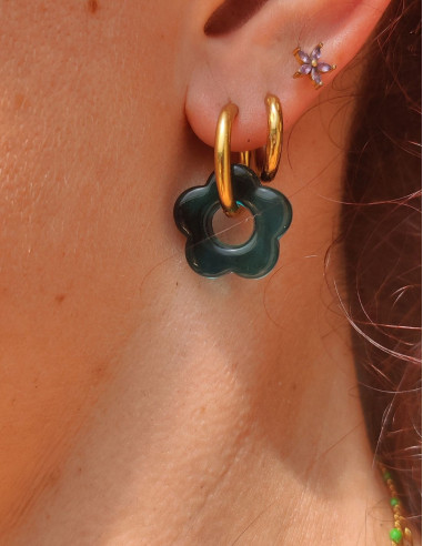 Pampilles fleurs - Marbré bleu