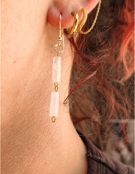 Boucles d'oreilles Auréa - Quartz rose